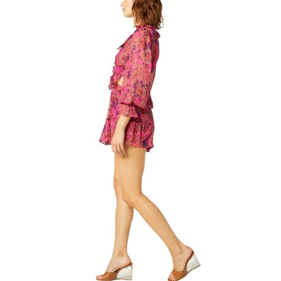 NWT‎ Misa Los Angeles Azalea Romper In Fuchsia Batik Cut Out Sides Size S - Picture 8 of 16